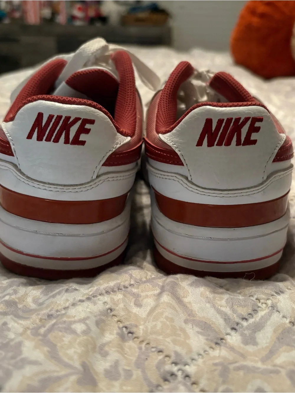 Nike White, Red & Pink Low-Top Sneakers with Red Swoosh